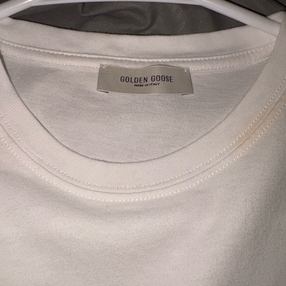 Golden Goose White Crewneck Tee with Subtle Logo Tag